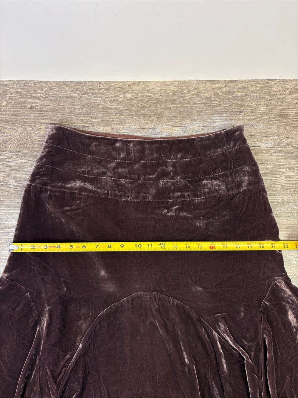 SOLD IN STORE Neely Brown Silk Blend Velvet Ruffle Hem Midi Skirt M - Picture 9 of 10